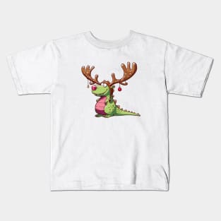 Funny Christmas Dinosaur T-Rex Kids T-Shirt